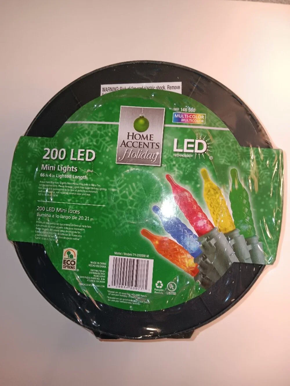 Home Accents Holiday 200 Mini Multi-Color LED lights on Storage Reel - 66 ft 4in